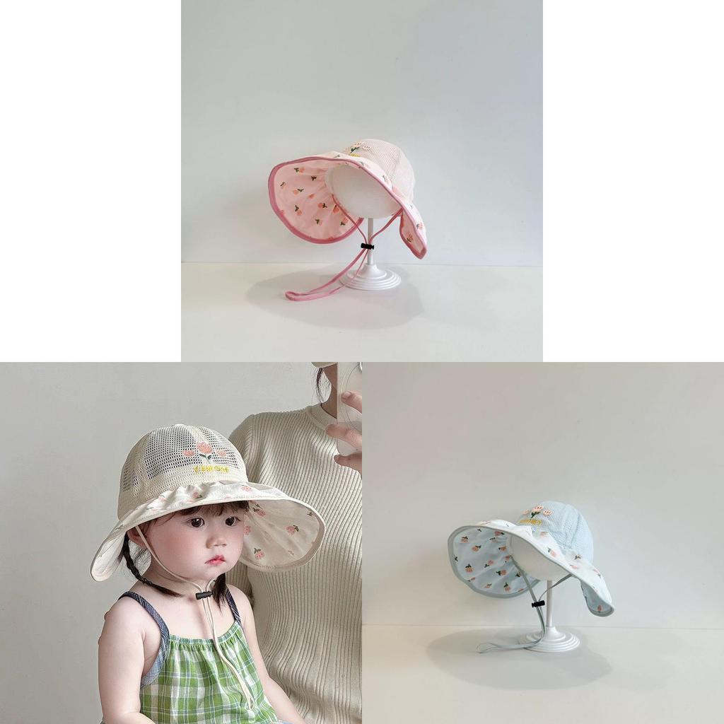 Summer Kids Sun Hat With Wide Brim Beach Shade For Toddler Girls Boys