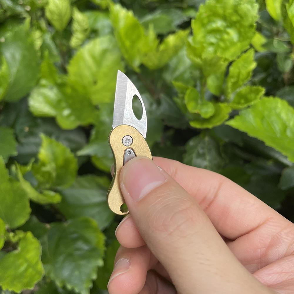 Portable Brass Mini Knife Foldable Pocket Knife Camping Outdoor EDC Gadgets Keychain Survival Multitool Unboxing Cutter Gift