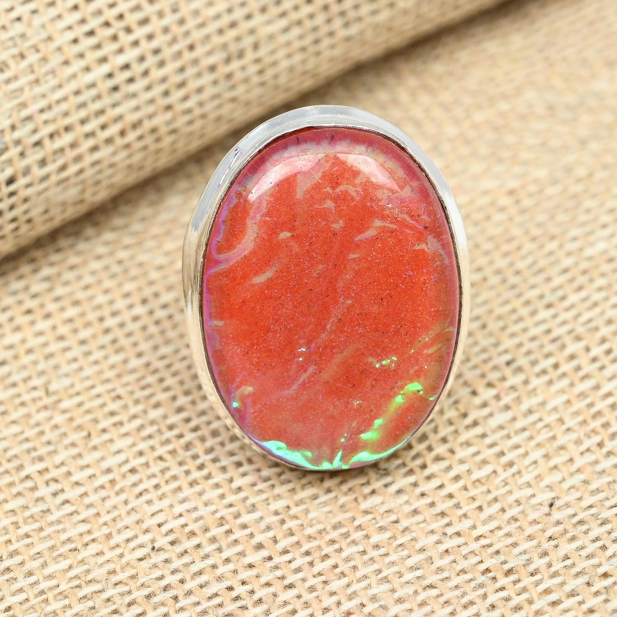 

Оранжевый австралийский тройной опал, драгоценный камень, ювелирное кольцо из стерлингового серебра 925 пробы 4 оранжевый