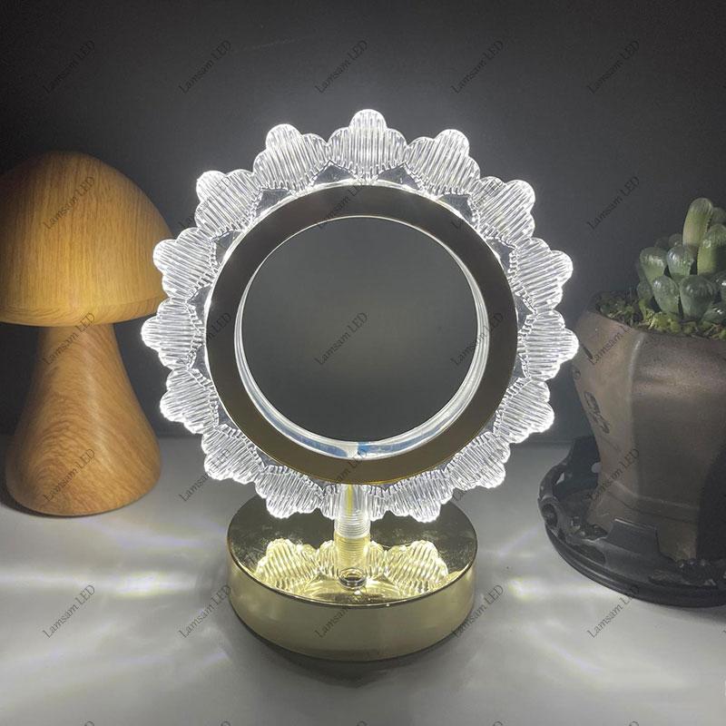 Sunflower-shaped Acrylic Table Lamp Ambient Desk Light Tricolored USB Rechargeable LED Color-changing Night Light for Home Decor