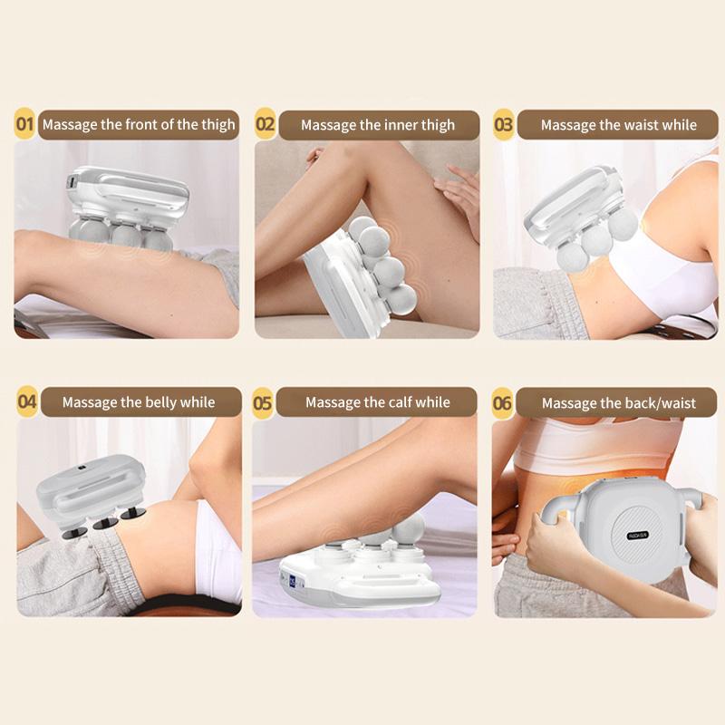 6 Head Massage Gun Muscle Relaxation Fascia Gun High Frequency Vibration Body Massager Pain Relief Muscle Fascia Gun