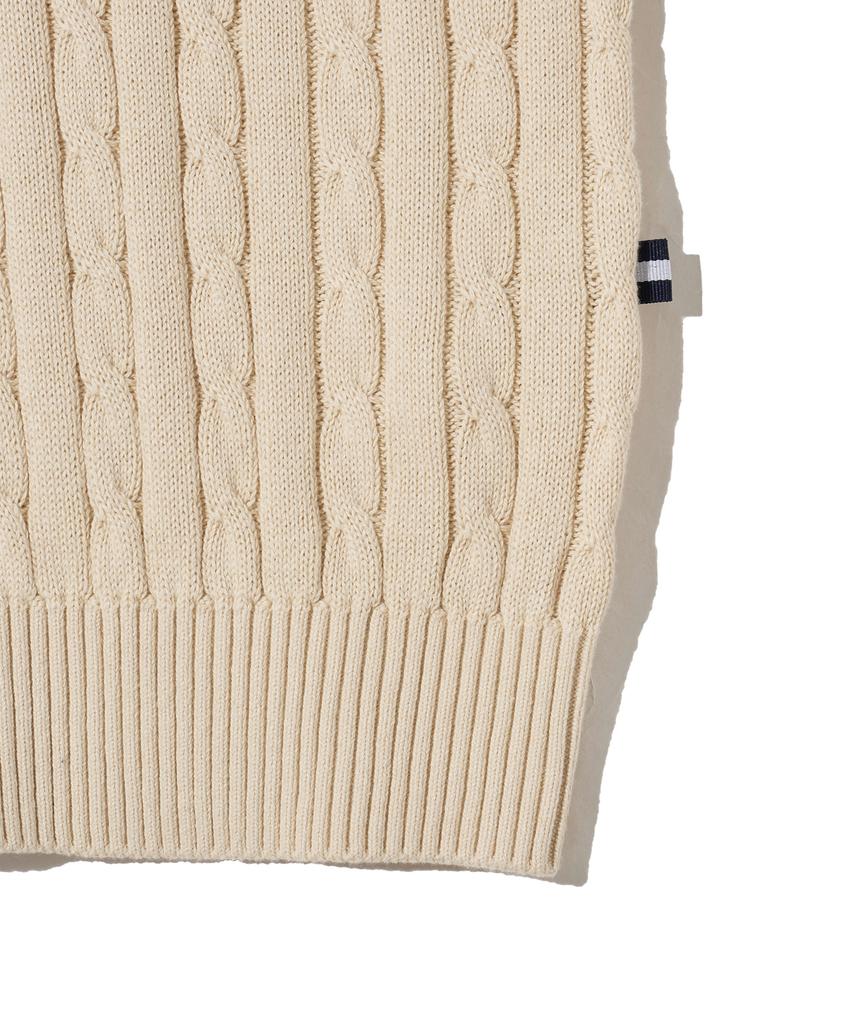 YALE Y Logo Cable Round Knit Ivory
