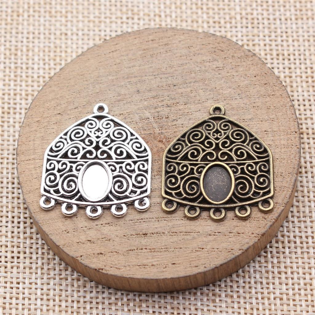 Floral Multi Loop Charm Vintage Filigree Findings Fit Flat Cabochon For Jewelry DIY