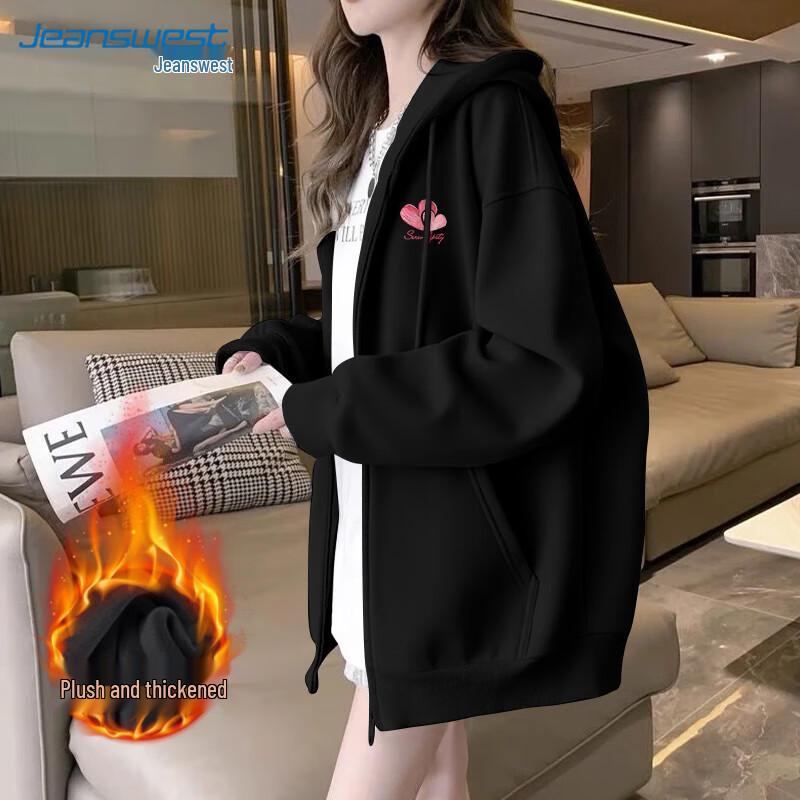 JEANSWEST Women's Oil Painting Heart Zip-Up Hoodie