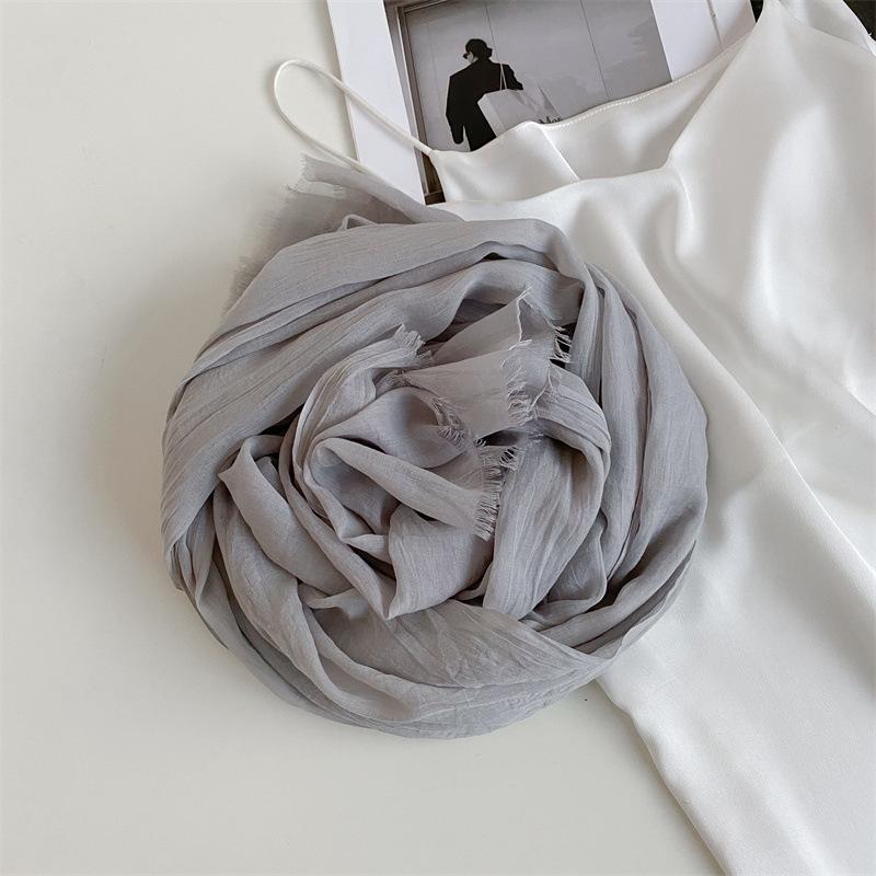 Thin Women's Desert Shawl Color Winning Cotton and Linen Beige Versatile Scarf Xinjiang Travel Sunscreen Scarf