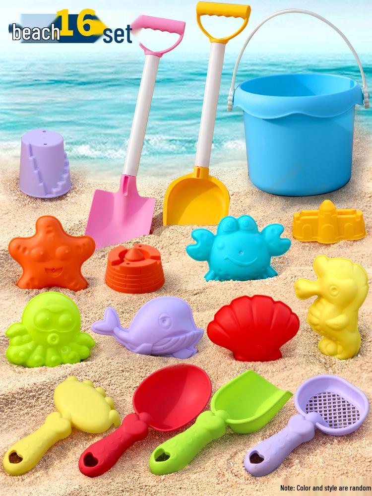 Interactive Educational Beach Toy Set: Ocean Sand Molds, Sprinkler, Shovel, Sand Timer, and Water Play Kit