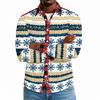 Men's Casual Long Sleeve Shirt with Christmas Print for Spring and Everyday Wear