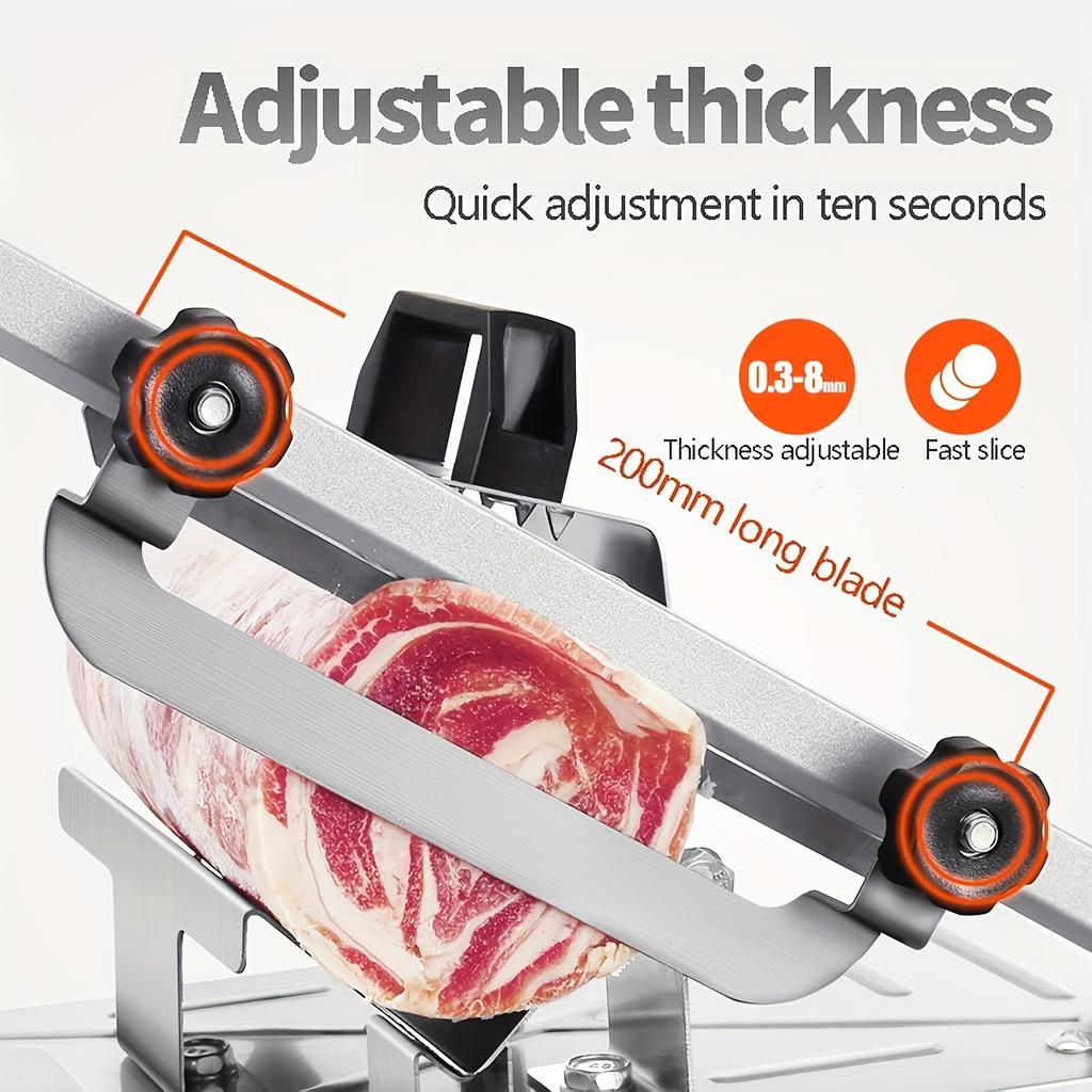 Home Kitchen Frozen Meat Slicer Manual Stainless Steel Food Cutter Slicing Machine Automatic Meat Delivery Nonslip Handle