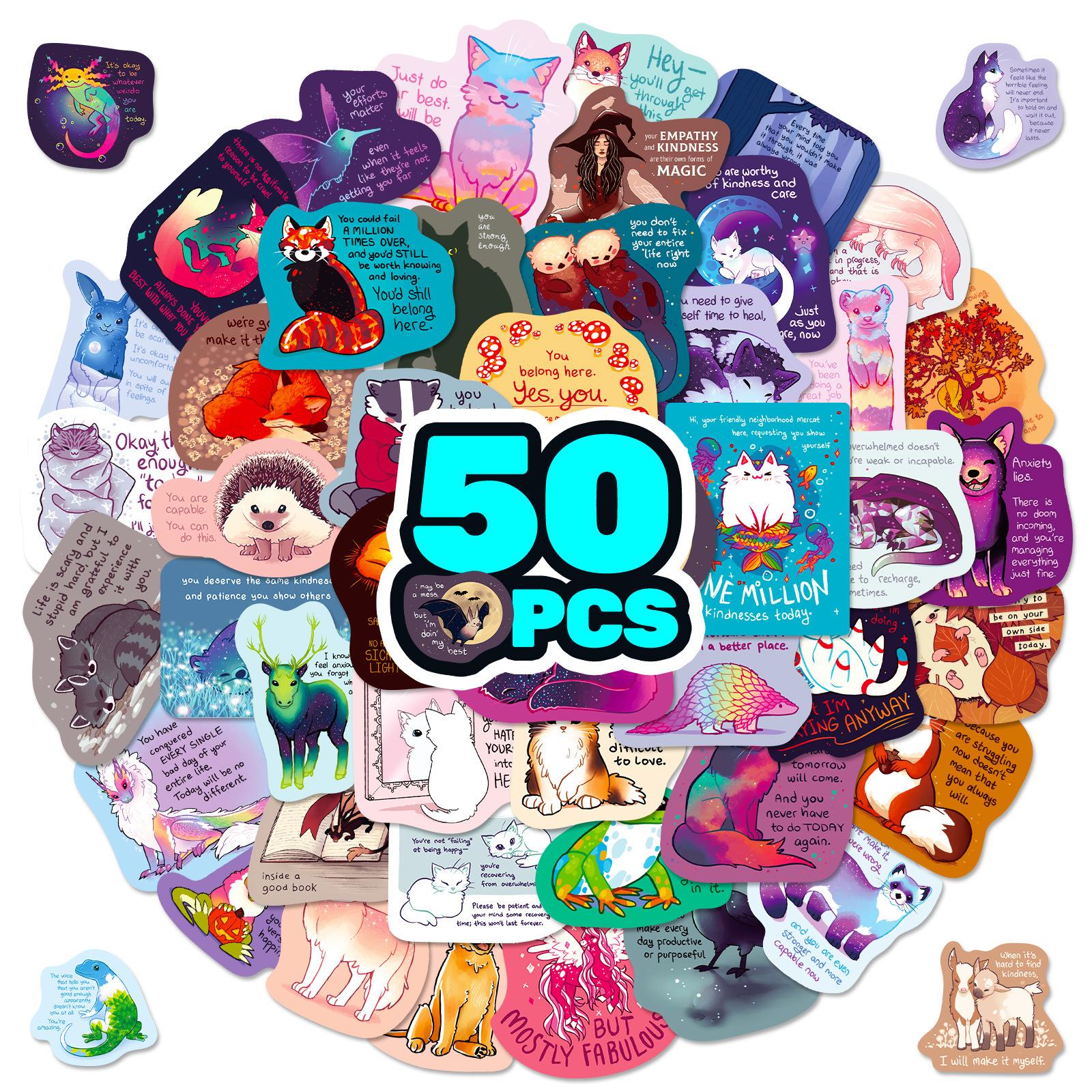 

50 Бутиковых Наклеек Различных Узоров и Текстов Микс и Матч Наклейки Серии Серый Кот