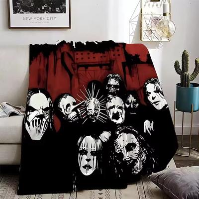 Rock Slipknot Band Throw Lightweight 240g Flannel Blanket Soft Skin-friendly for Summer Cooling