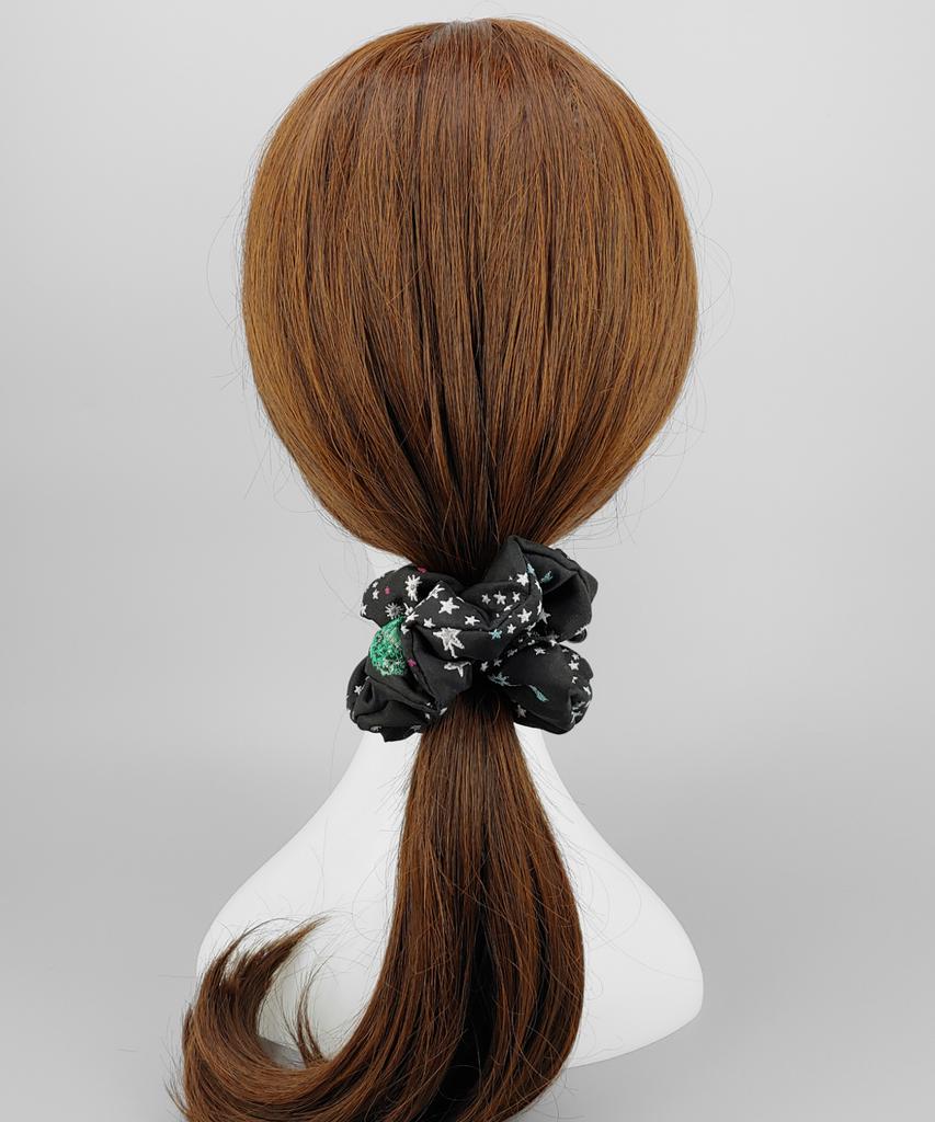 Maia Milky Way Star Jacquard Hair Scrunchie-Green