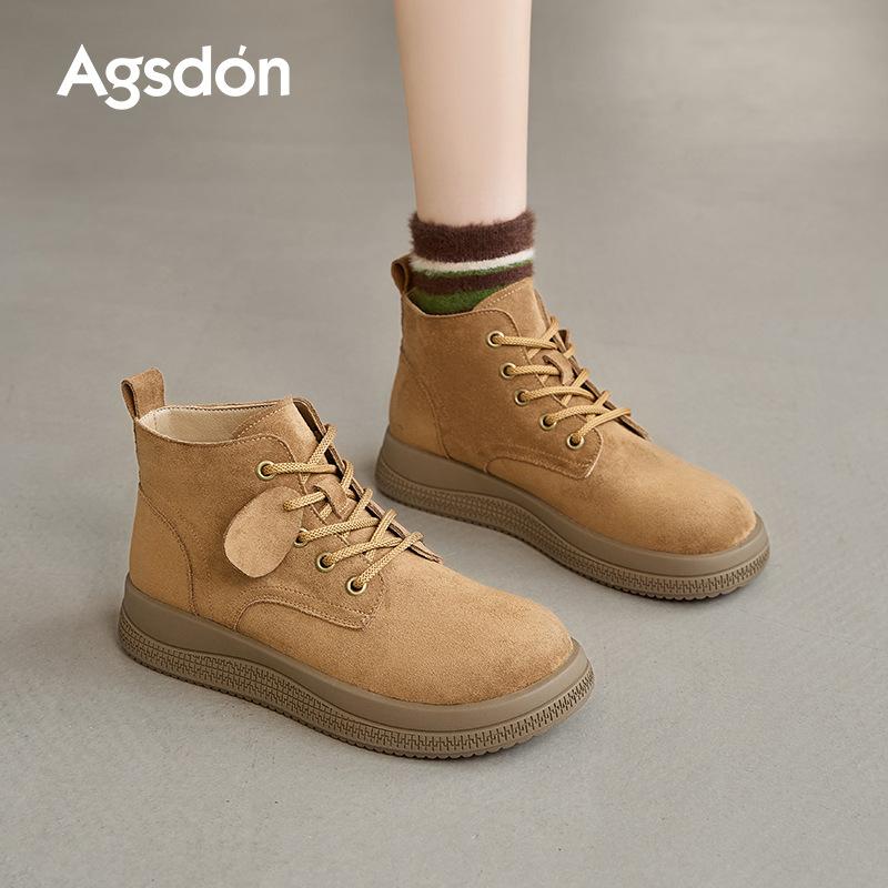 Augustine Brown Martin Boots Women's 2025 New Autumn Platform British Style Big Yellow Boots Medium Tube Lace-up Short Boots