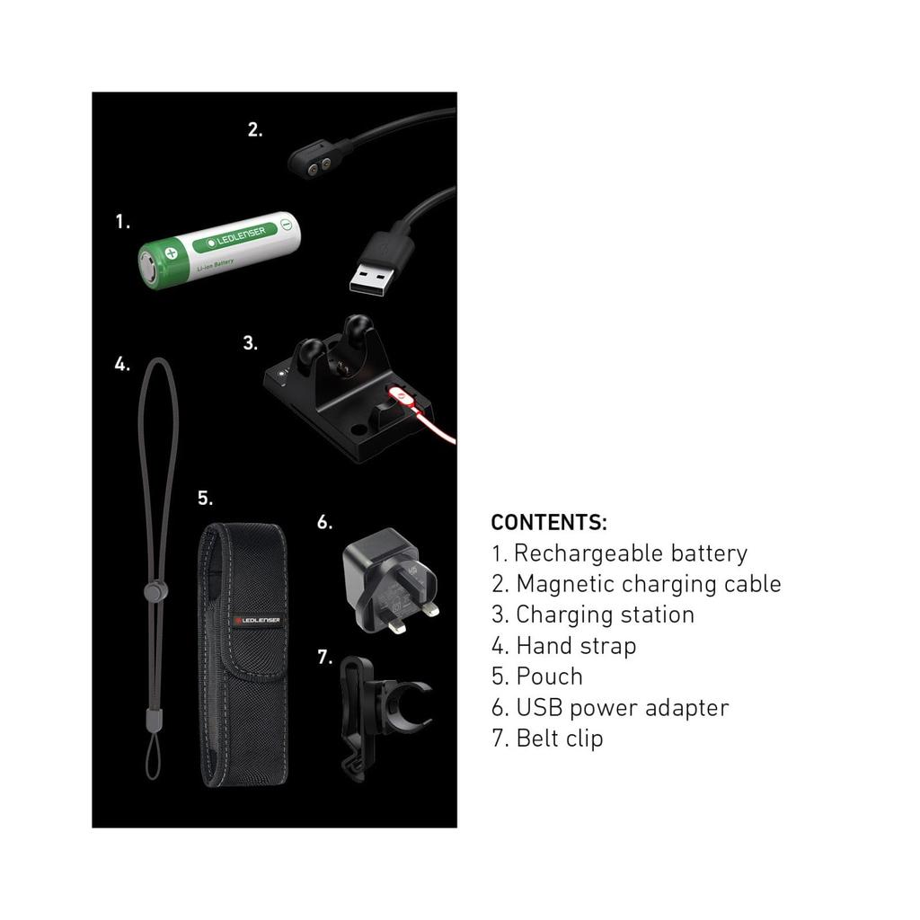 Ledlenser P7R Work LED USB 502187 Japanese Flashlight, Rechargeable, Black, Small, [Official Product]