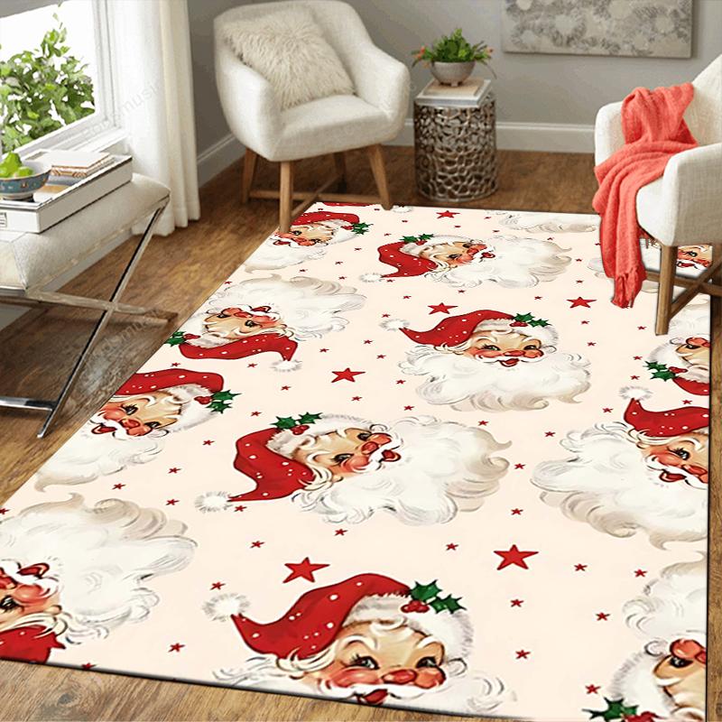 1Pc Christmas Candy Canes Rug Office Carpet Indoor Outdoor Doormat Nonslip Soft And Comfortable Living Room Christmas Halloween Gift D9186