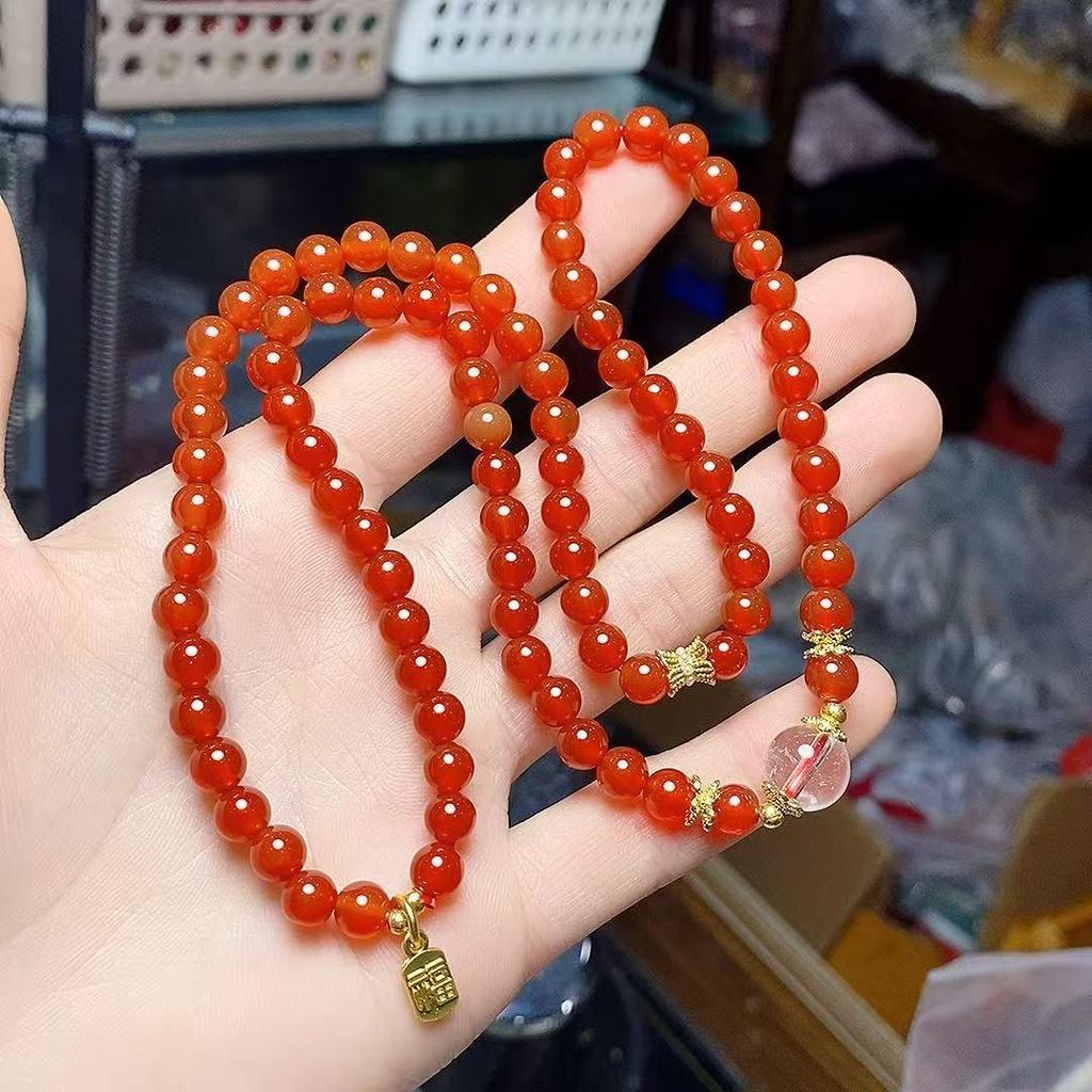 Trendy Multi-Strand Red Agate Women's Bracelet - Exquisite Simple Fashion Design