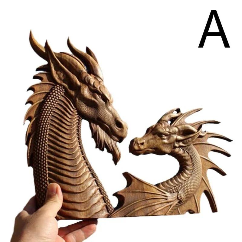 New Retro Simulation Dragon Statue Sculpture Wall Hanging Unique Dragon Resin Home Garden Courtyard Decoration Art Craft Gift