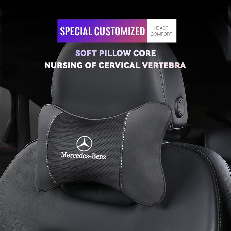 GLC GLB Car Seat Headrest Auto Logo Neck Pillow Lumbar Suppor For Mercedes Benz AMG W204 W205 W203 W211 W212 W213 W201 W210 W12