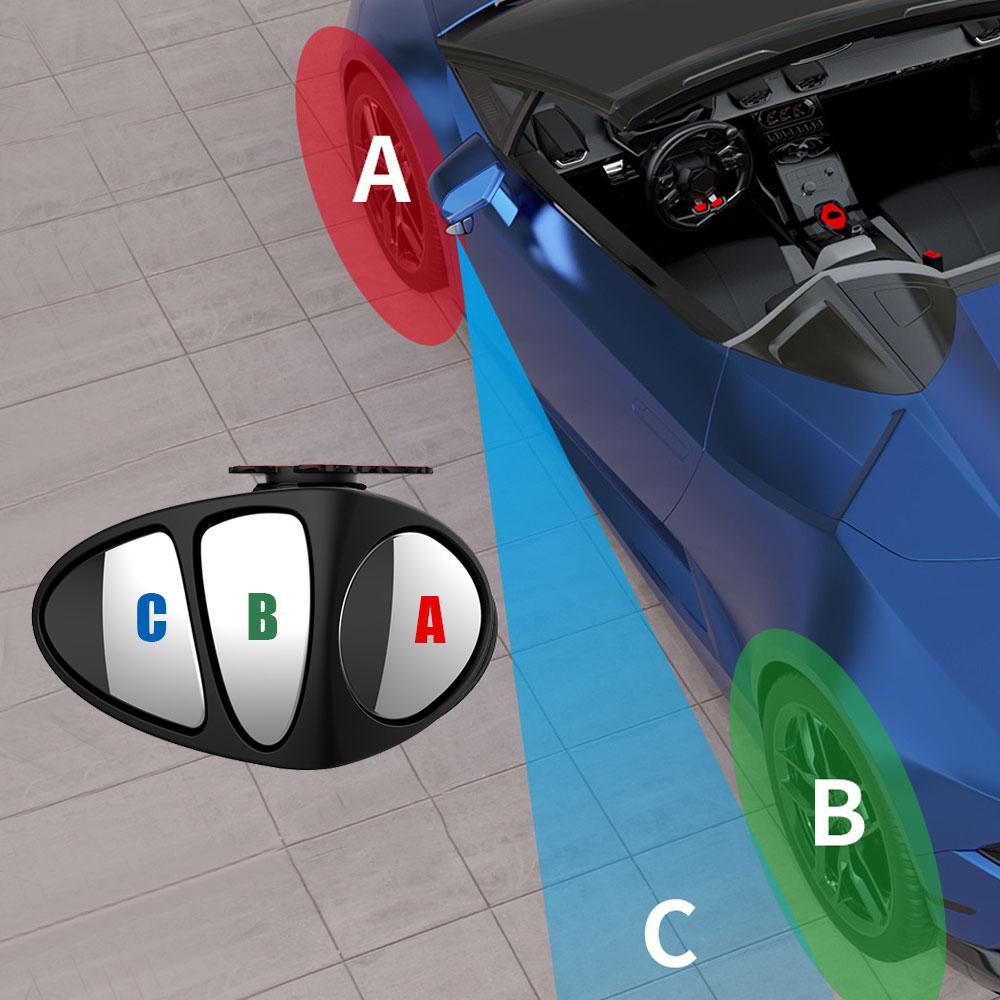 3 In 1 360 Degree Rotation Three Sided Blind Spot Mirror Reversing Car Blind Spot Convex Mirror Right / Left Universal Mirror
