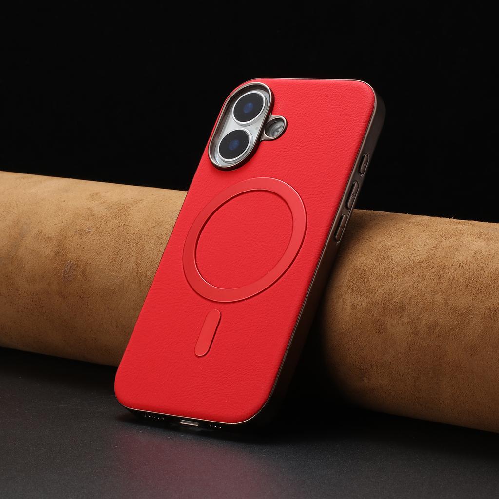 For iPhone 16 Case BINFEN COLOR BF40 Compatible with MagSafe Electroplated PU + TPU Phone Back Cover