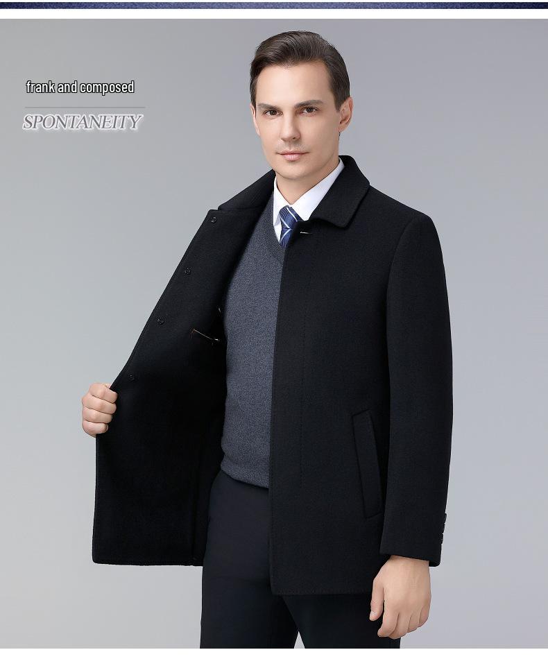 Brand Men's High-End Double-Sided Cashmere Coat - Wrinkle-Resistant Classic Business Wool Jacket