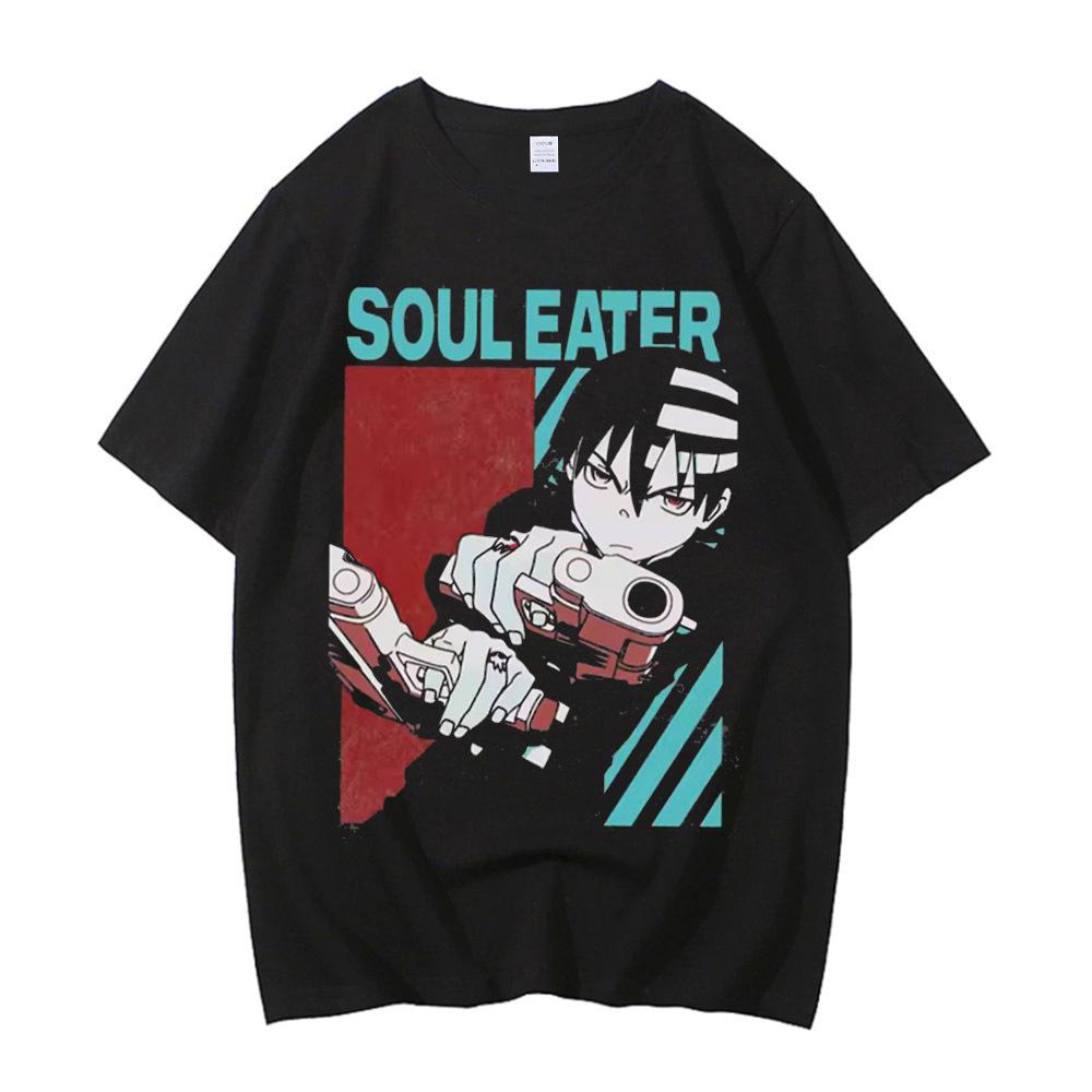 Soul Eater cotton top tees men korean clothes Gothic Retro Graphic hip hop shirt 80s Gothic Colorful Comfortable12