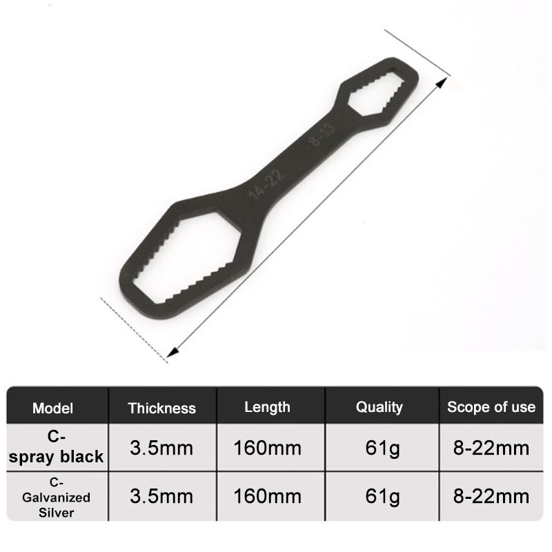 Cheie Inelară Multifuncțională Cheie Solidă cu Cap Dublu, Auto-Strângere Reglabilă Universală Cheie Reglabilă 8-24Mm