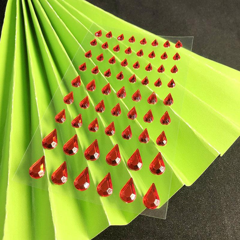 1pc Disposable Rhinestones Sticker Red Face EyeTeardrop Makeup Crystal Tattoo Sticker Children's Stage Show Face Eyes Decoration