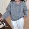 Korean Design Sense Drawstring Hooded Sweater Women's Autumn and Winter New Solid Color Versatile Casual and Thin Pullover Knitted Sweater Women