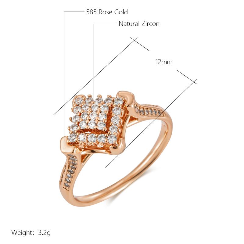 Luxury Full Paved Natural Zircon Women'S Ring  Rose Gold Unique Design Bride Wedding Jewelry Best Gift For Girls