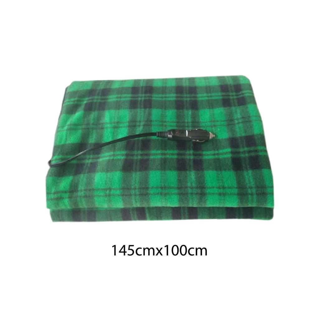 12V Travel Throw Cold Weather Fleece Cozy Heated Blanket 2 Heat Levels Electric Blanket Portable Fast Heating for Car 145x100cm