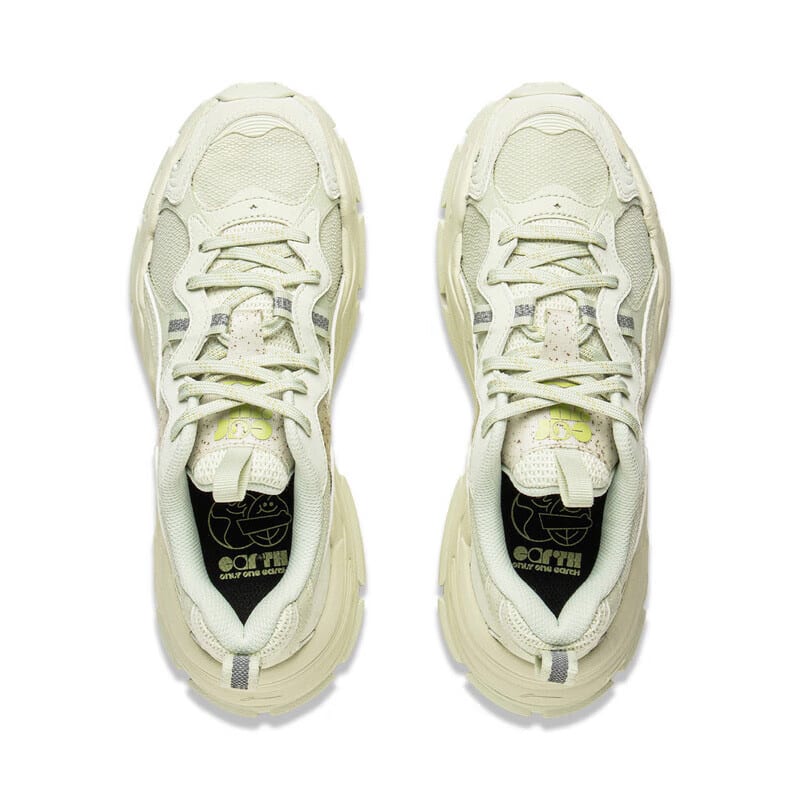 DISHINIWANJUZONGDONGYUAN x Li Ning Stern Rutschfest Abriebfest Niedrig geschnitten Freizeitschuhe Damen Hellgrün AGCV046-2
