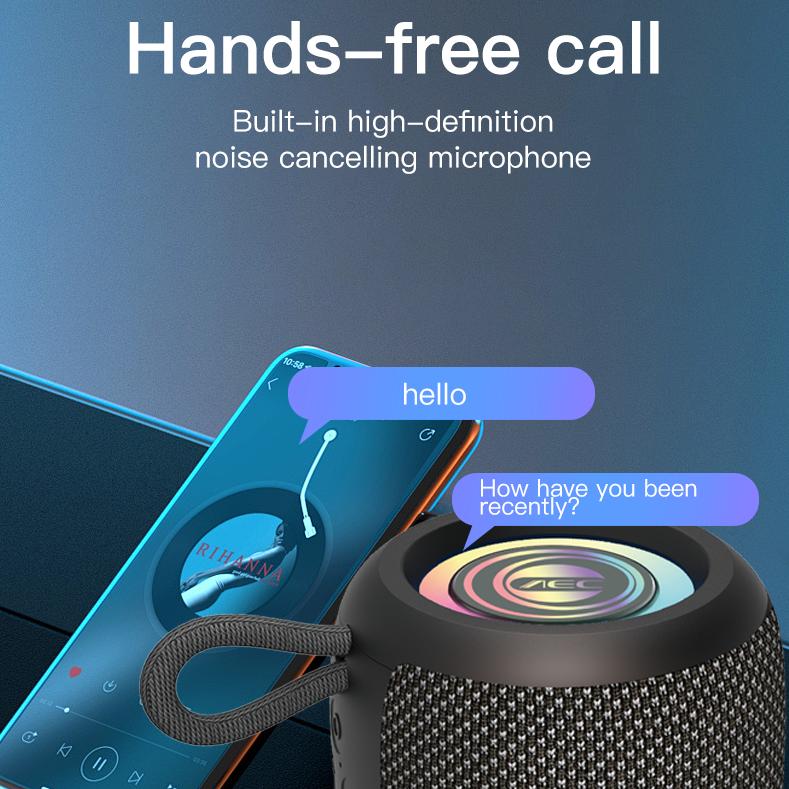 Portable Speaker Wireless Bluetooth Speaker FM Radio LED Light Ring Subwoofer Stereo Surround Outdoor Loudspeaker Support TF Card play