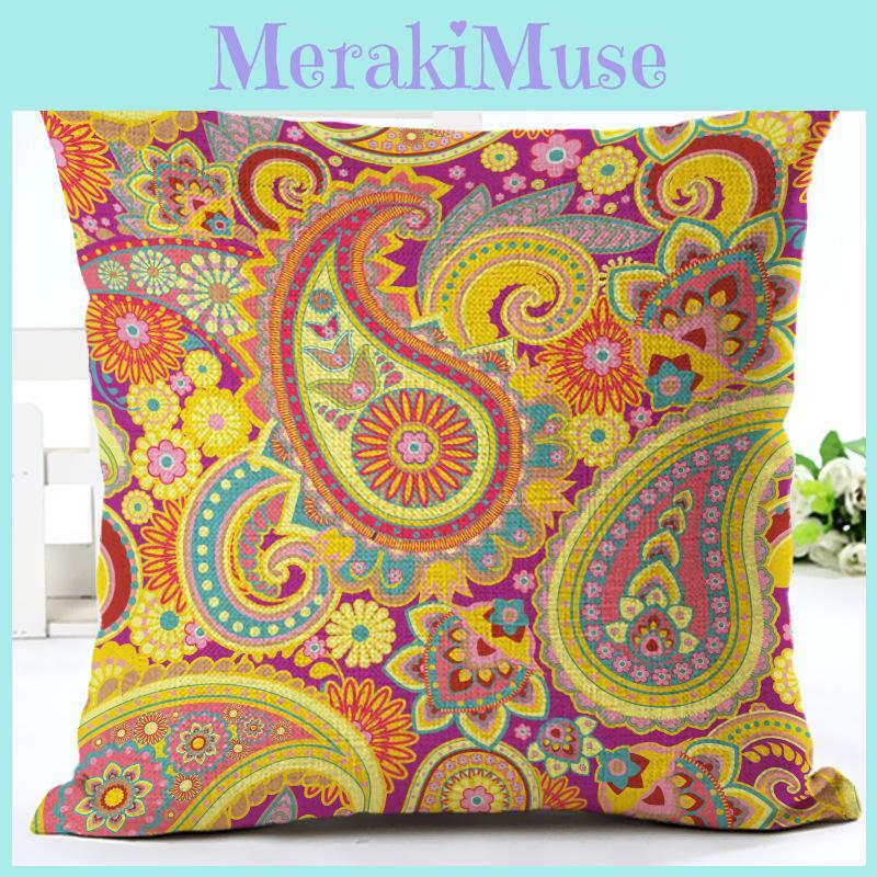 Exquisite Paisley Printed Ethnic Cushion Covers For Vintage Bohemian Sofa Decor