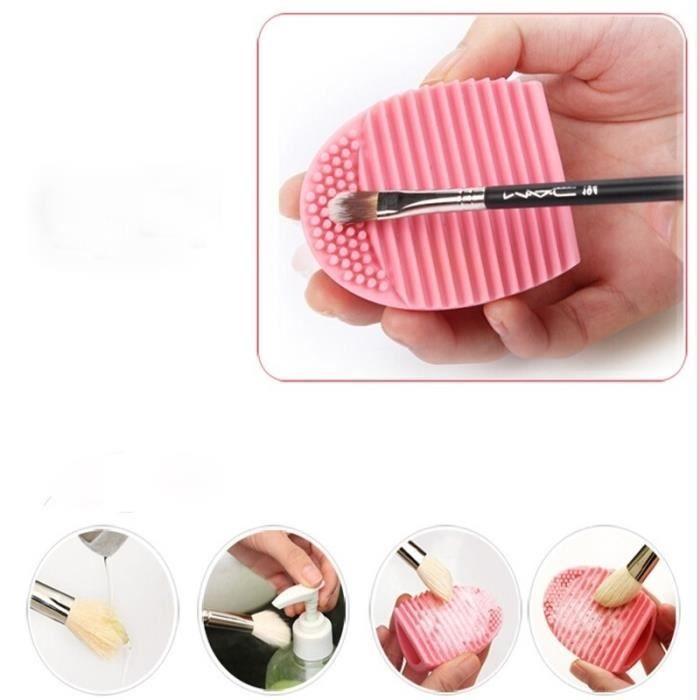 Newcomdigi Gant Nettoyage Maquillage Brosse Pinceau en Silicone - Rose