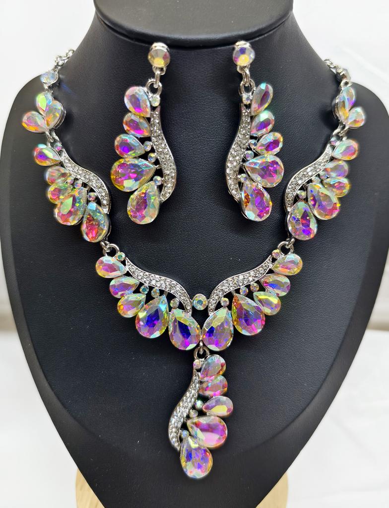 Jewelry Necklace Earrings Set Water Drop Gem Dress Banquet Women'S Luxury Accessories