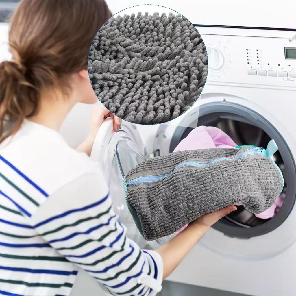 Thickened Reusable Shoe Protection Bag for Washing Machines - Chenille Mesh Cleaning Bag