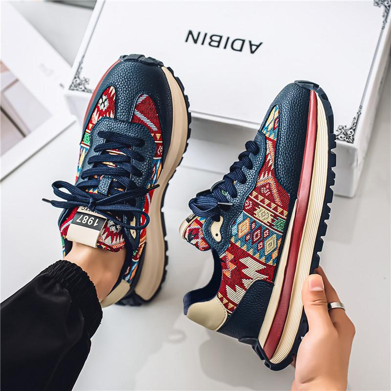 

2025 Men s Sneakers Thick Bottom Non-Slip Loafers Fashion Shoes for Men Sports and Leisure Wear-resistant All-match Casual Shoes 39 червоний