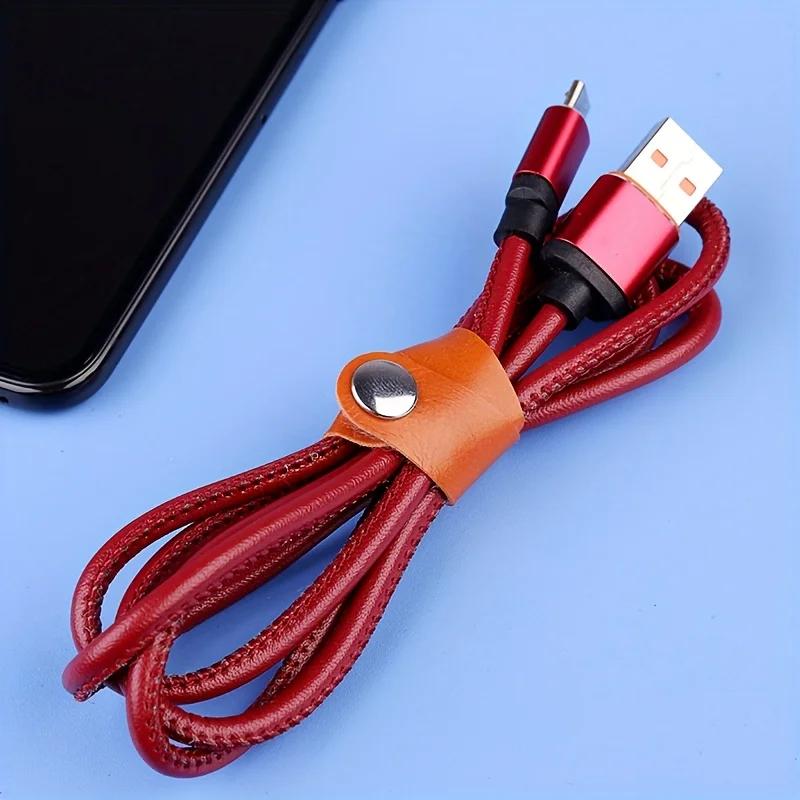 Xiaomi 5pcs Faux Leather Data Cable Earphone Tie Desktop Storage Organizer for Mobile Phone Headphones Wire Management