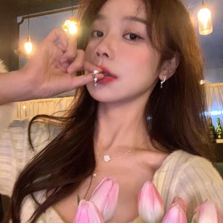 Zircon Star Earrings Women'S Niche Design High-End Stud Earrings Trendy Short Fringed Earrings