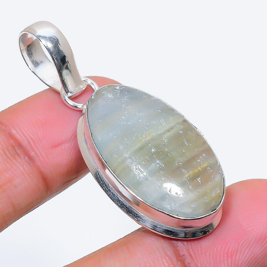 Natural Fluorite Gemstone 925 Sterling Silver Jewelry Pendant 1.85" AP-16502