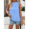 Elegant Spring Summer Solid Color Sleeveless Top Women Pulovers Blouses
