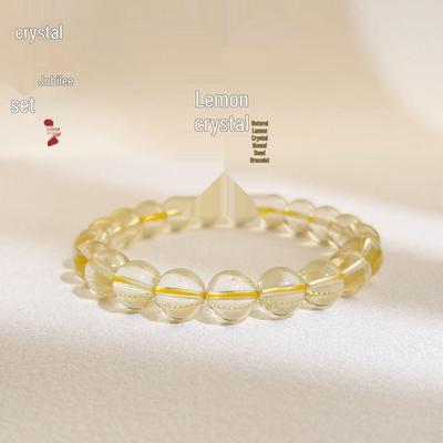 Jingxi Crystal Natural Lemon Citrine Round Bead Bracelet