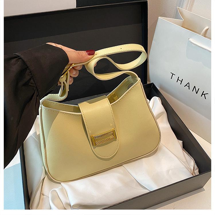 Vintage Women Leather Totes Bags with Gold Buckle Detail Adjustable Strap Minimalist Shoulder Purse for Women Work Underarm Bag