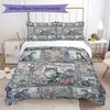 Cat Flower Pattern Bedding Uilt Set Uilt Cover Pillowcase Home Decoration Birthday Gift (1 * Duvet Cover + 2 * Pillowcase Without Core)45