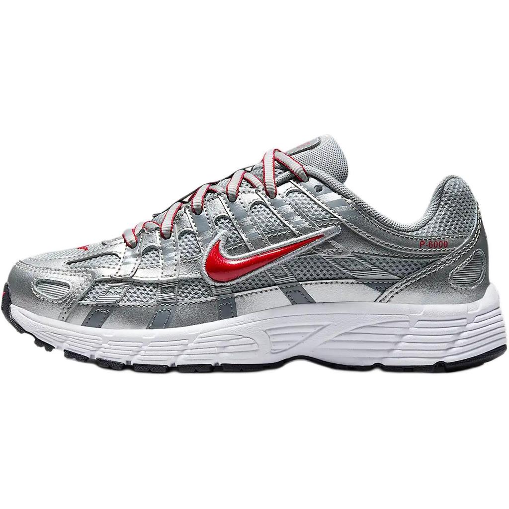 Nike P-6000 GS Metallic Silver Gym Red Kids Sneakers Flat-Silver Cool-Grey HV5064-002