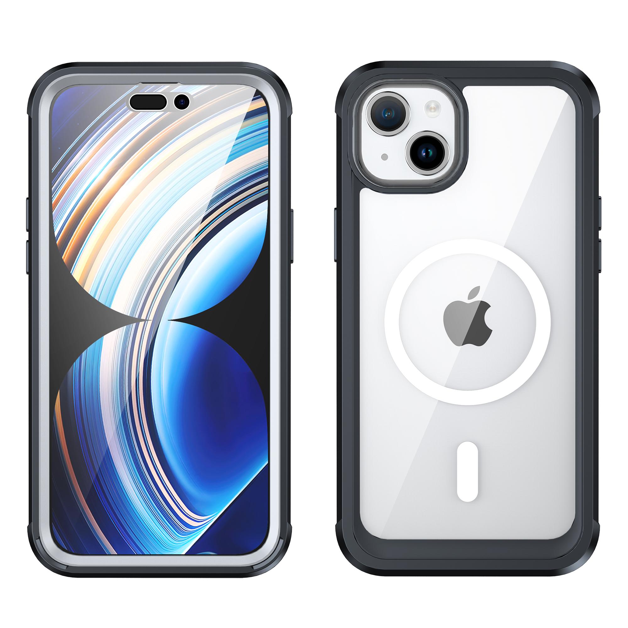 

Для iPhone 15 Plus Прозорий чохол для телефону PC+TPU Чохол із захисним склом Black