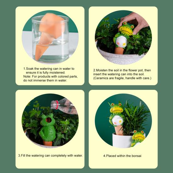 4Pcs Terracotta Self Watering Frog Planter Watering Spikes Slow Insert Automatic Spikes Cute Release Watering Tools