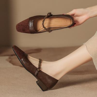 H8563-1 Mary Jane Single Shoes Women's Summer New Niche Color Matching One Pedal Thick Heel Huizhou Women's Shoes Outer Shoes