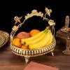 European Style Metal Fruit Plate Portable Handle Retro Storage Basket  For Home Kitchen Bar