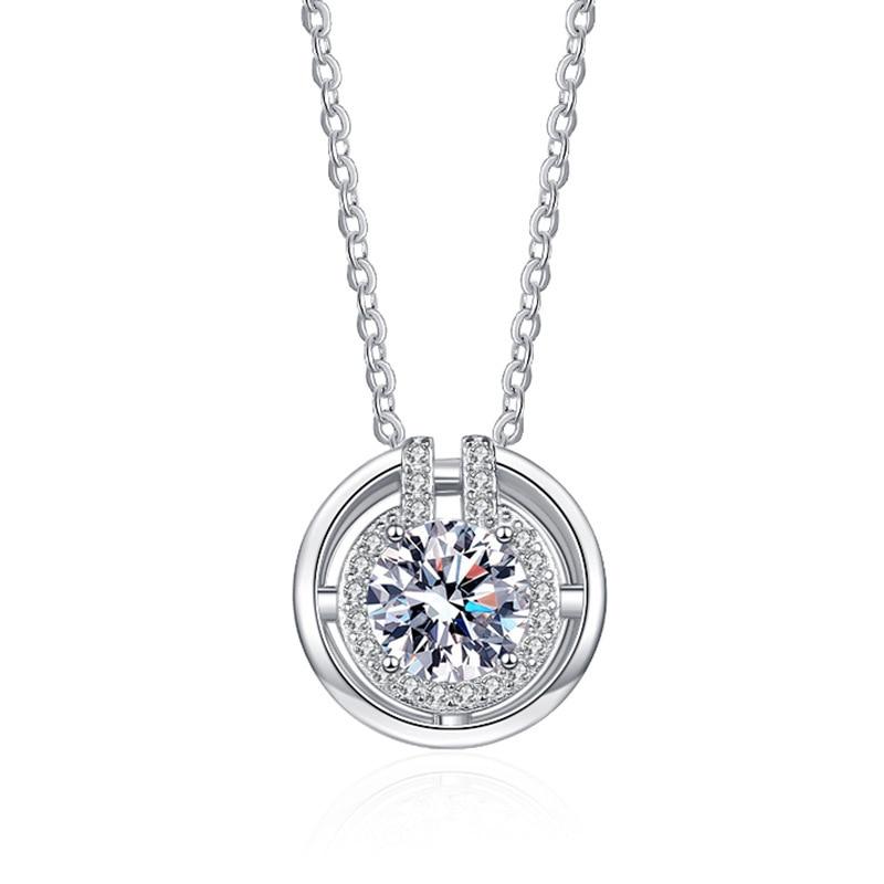 Bague Ringen Trendy Women's Moissanite Necklace 1 Carat VVS D Color Lab Diamond 8H8A Cut Elegant S925 Sterling Silver Jewelry Gift